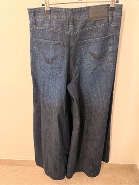 RAPSODIA Dark Wash Wide Leg Jeans with Back Pocket Embroidery